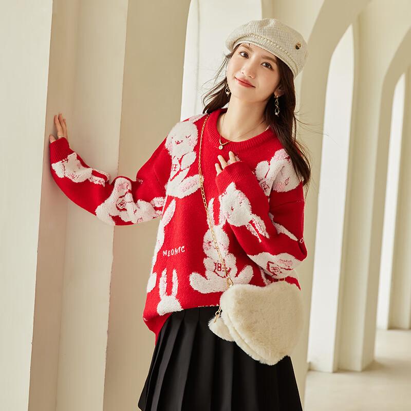 

VICTORIA&VERA Women s Cute Cartoon Long Sleeve Knit Sweater M