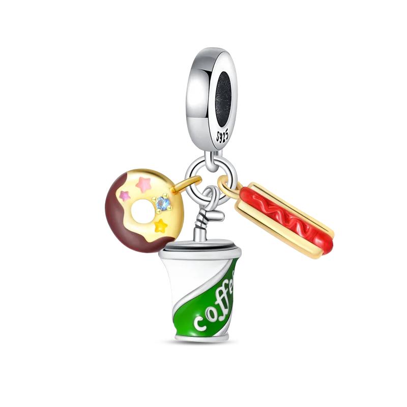 Copper Television Projector Popcorn Clapper Board Dangle Charms Bead Pendant Fit Bracelet Necklace Diy Jewelry Gift