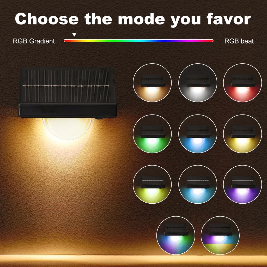 Solar Step Lights Outdoor Waterproof Solar Stair Lights RGB Color Changing Deck Light Decor Garden Stair Patio Backyard Fence