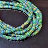 Smooth Polish Rainbow Flashy Rondell Ethiopian Opal Beads, Black Opal strand beads.