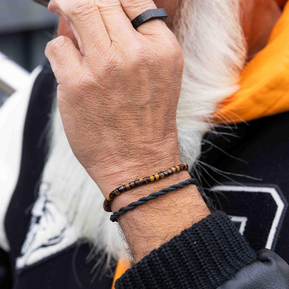 Pig & Hen Brontide 4 Bracelet - Tiger Eye X Black