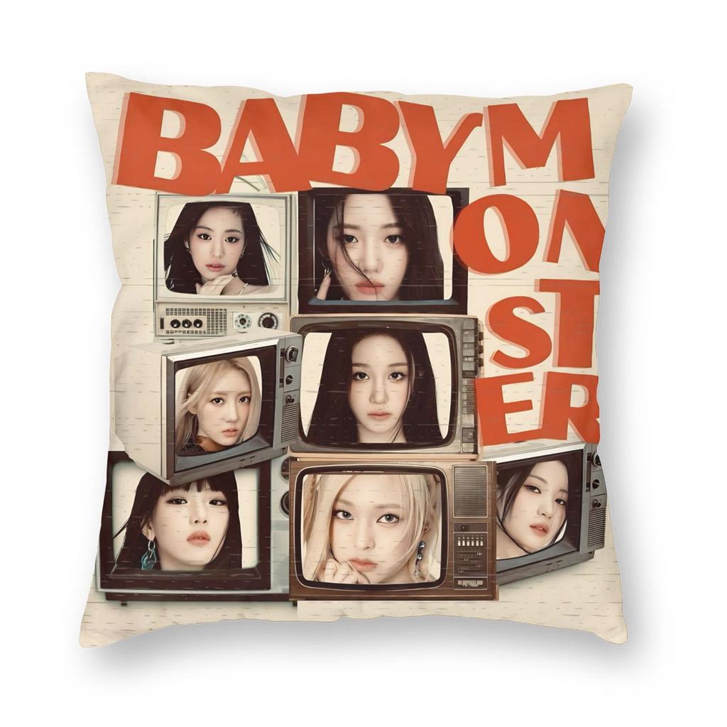 Kpop Style Babymonsters Group Pillowcase Soft Polyester Cushion Cover Decor Pillow Case Cover Home Square 18''