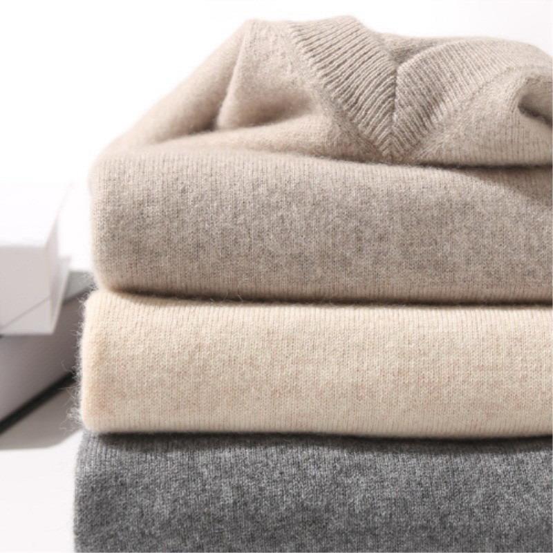 Maglione lavorato a maglia taglie forti da uomo in autunno e inverno, pullover caldi in lana, maglione con scollo a V, maglia adatta, maglioni in cashmere da uomo, camicie da fondo