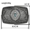 Classical Silver Carved Flower Pattern Buckle Enamel Sapphire Genuine Leather Belt For Women Men Belts Gift