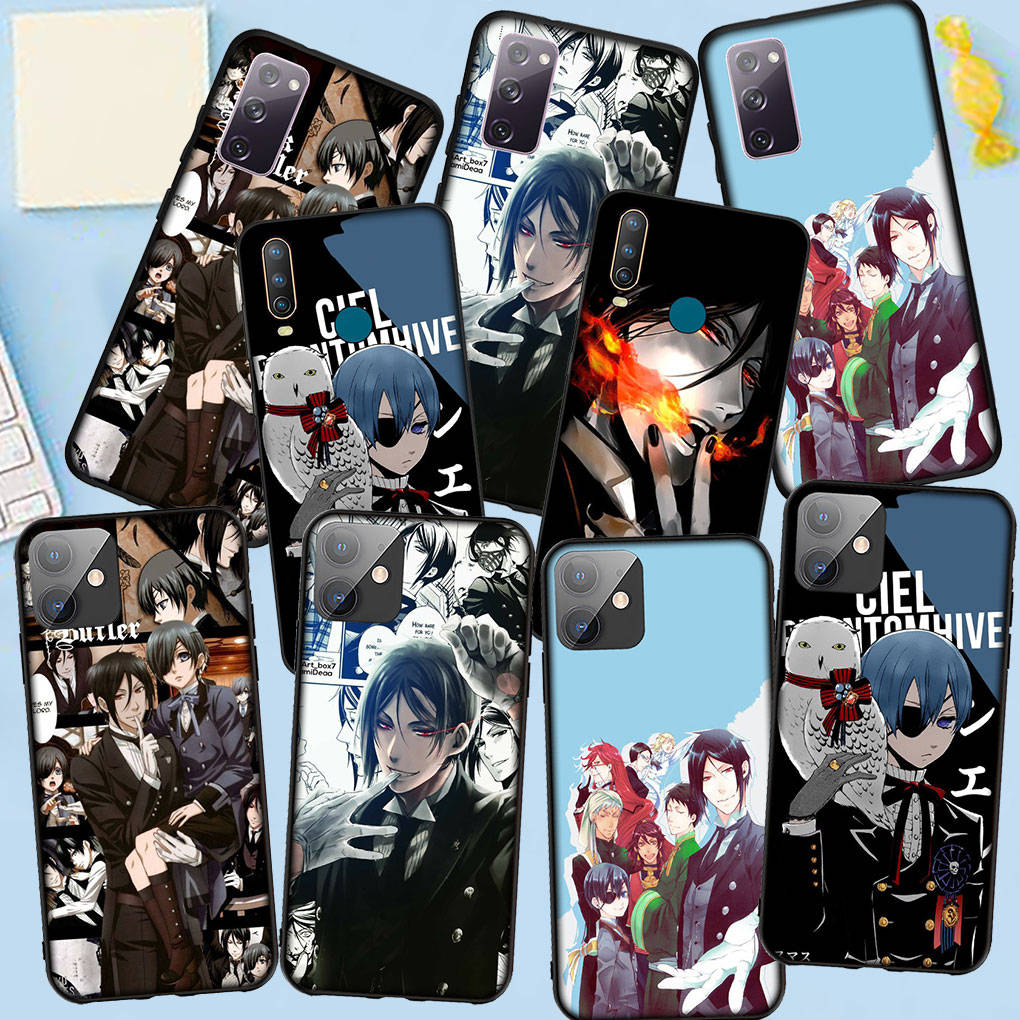 Phone Case for Samsung Galaxy S25 S24 S23 iPhone 16 15 Xiaomi Redmi Note 14 13 12 16E X 8 11 Pro Max OPPO Moto Huawei A05 A16 Anime Black Butler Cover