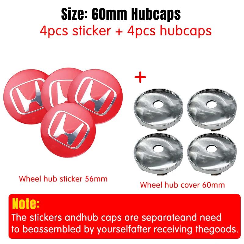 4pcs 56mm 60mm Car Wheel Center Hub Center Cap Rim Hub Dustproof Cover Emblemem For Honda Accord CRV XRV Civic Odyssey ahn256
