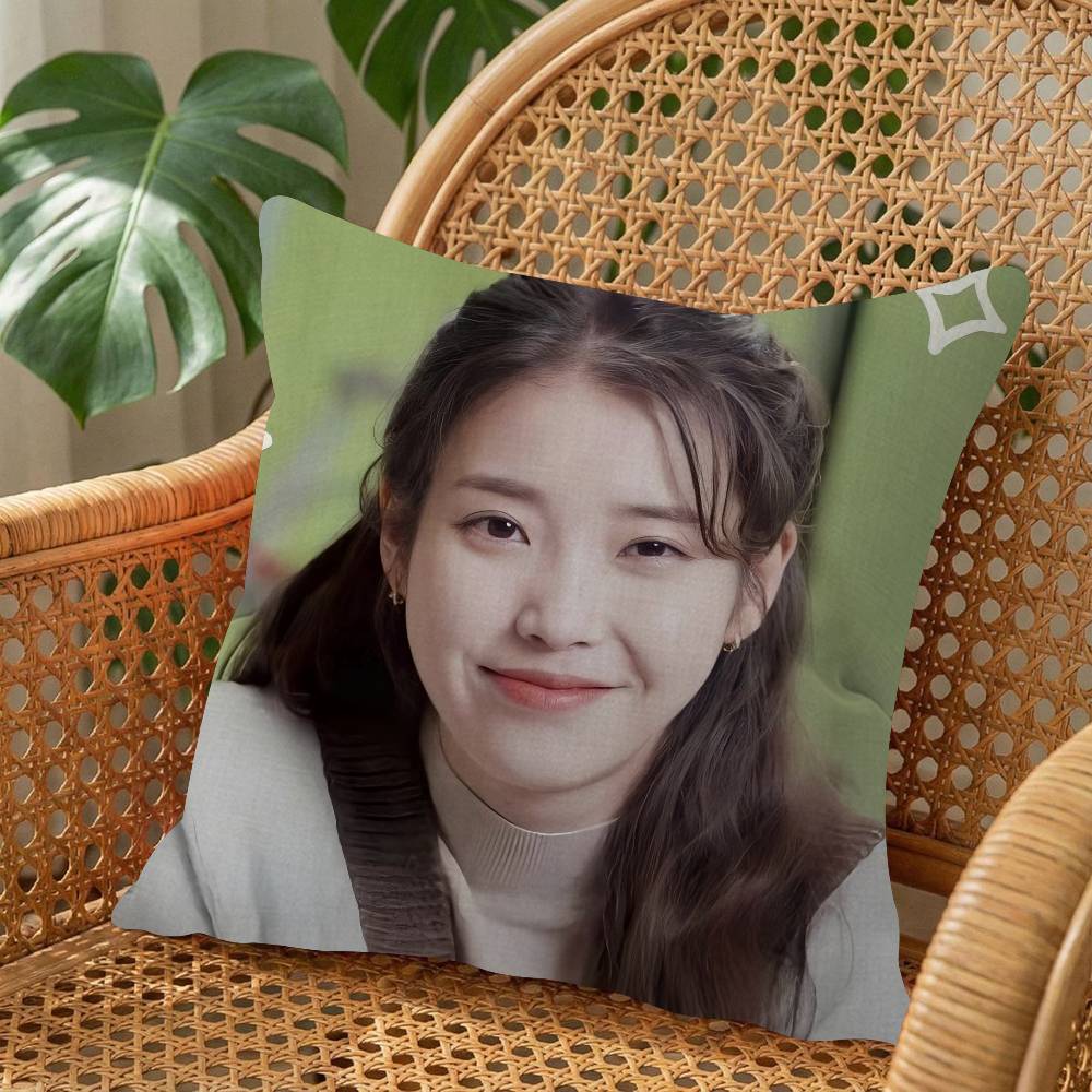 POP Korean Singer I-IU Pillow Covers Cartoon Sofa Decorative Home Double-sided Printing Short Plush Cute Cushion Cover