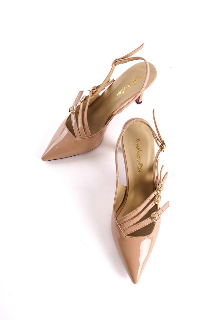 Women's Fashion Style Special Design Three-Stripe Buckled Low Heel Shoes