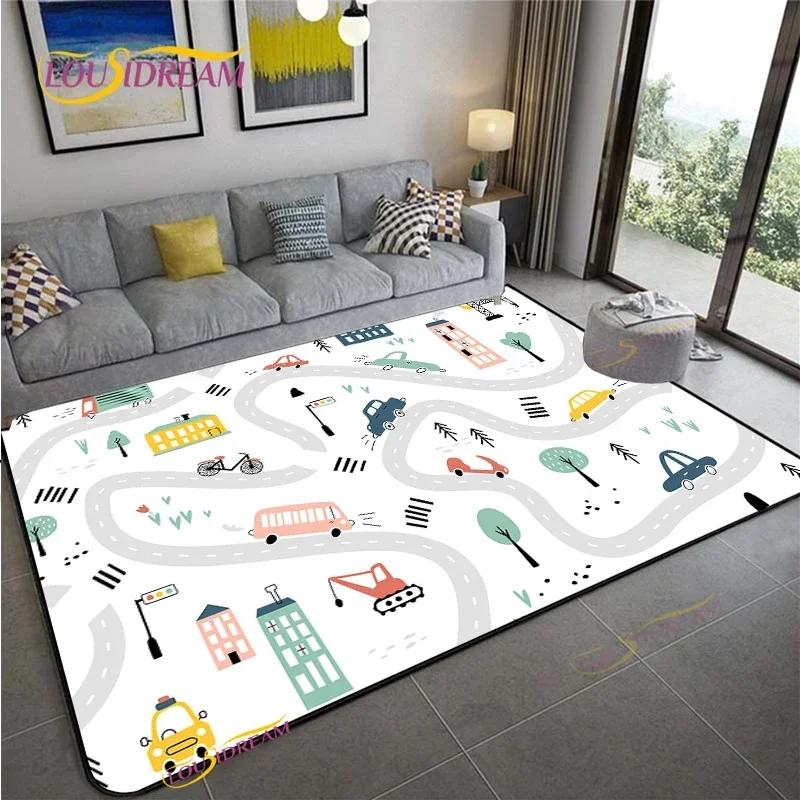 Alfombra Road Traffic Rout Map Carpet Living Room Sofa Coffee Table Bedroom Rugs Kitchen Kid Play Anti-slip Floor Mat Home Decor