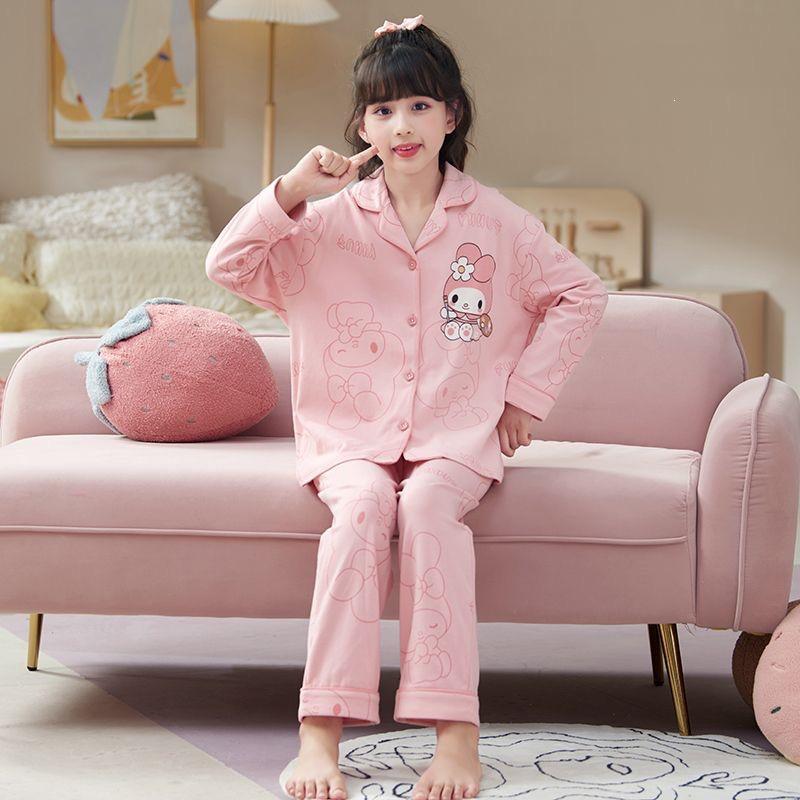 Children's Cotton Pajama Set - Cartoon Cardigan Style for Boys and Girls