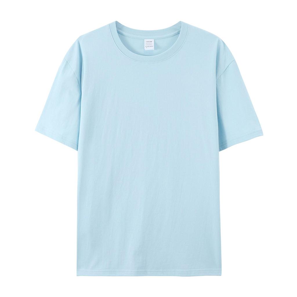 Unisex 180g Combed Cotton Crew Neck T-Shirt: Loose Fit, Solid Color, Short Sleeve, Print-Ready.