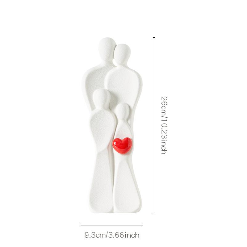 European  Ceramic Sculpture for A Family of Four Creative White Couple Figurine Decorative Piece for Living Room or Office Gift