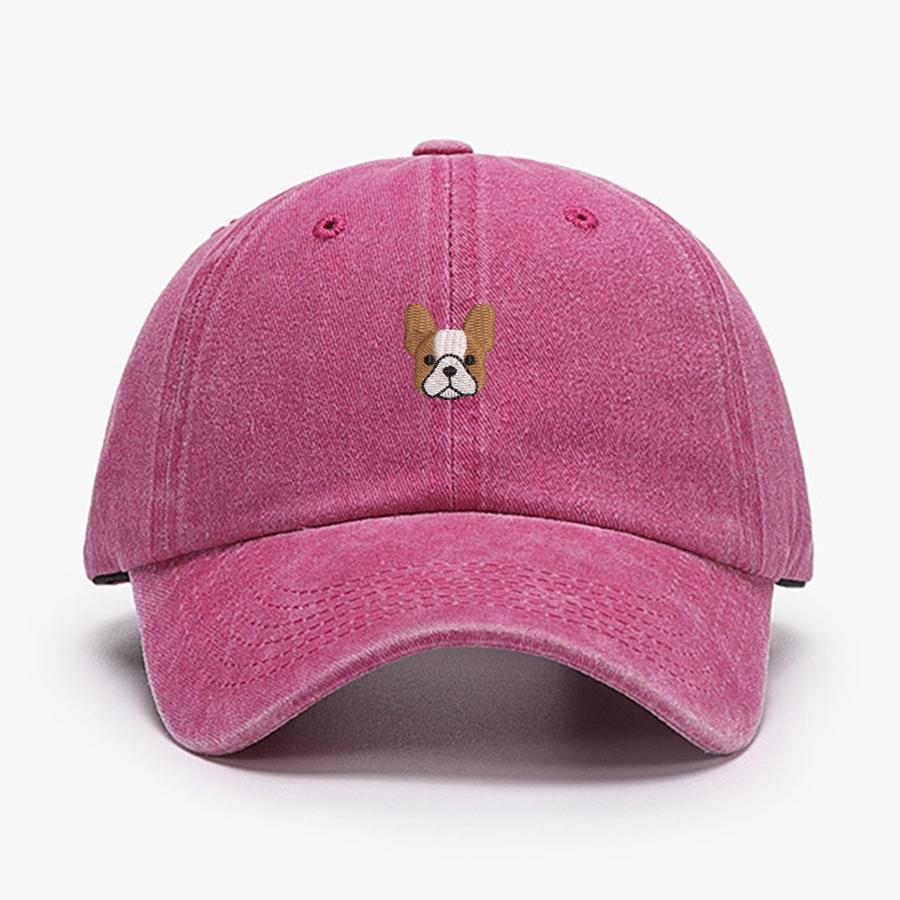 Embroidered Mini French BullDog Vintage Cotton Baseball Caps Unisex Women Washed Hat Sports Fishing Dad Summer Peaked Cap