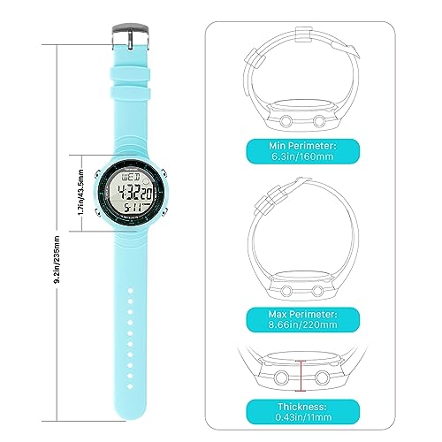 100m Water Resistant Watch for Girls and Women, Multi-Function Watch for Swimming, Diving, and Surfing, with Alarm, Calendar, Stopwatch, Dual Time, an
