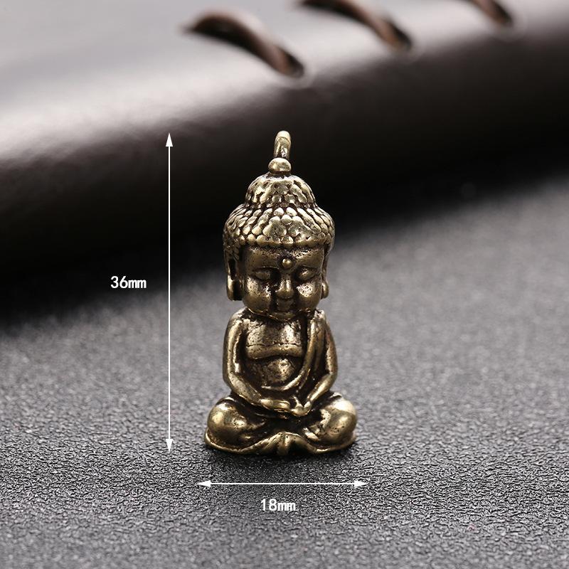 New retro brass ornament, car keychain pendant, Buddha statue safety pendant, handmade collection