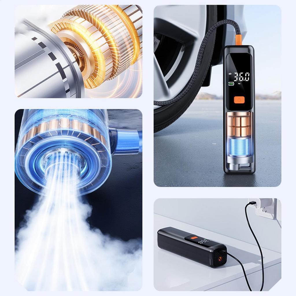 Tire Pump Small Car Tire Inflator With LCD Display Auto Shut Off Vehicle Accessories For Motorcycles Sedans Pickups Motorbikes