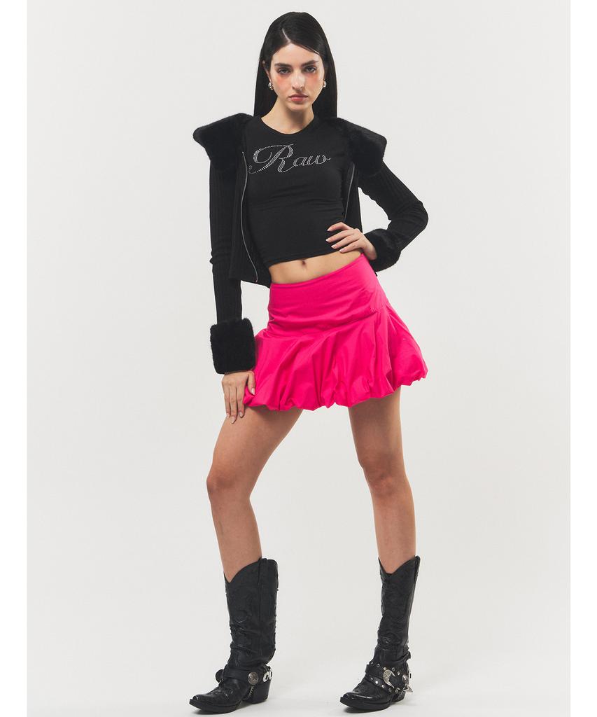 Romantics Balloon Fit Cotton Mini Skirt Hot Pink