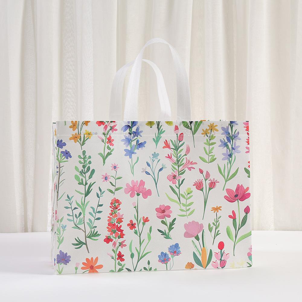 12pcs Floral Print Gift Bags Non-Woven Fabric Tote Bags for Birthday Parties Events and Special Occasions Candy Gift Packaging