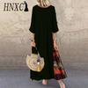 HNXC 12 Color Women Fashion Casual Loose Long Sleeve Floral Print Party Maxi Dress Plus Size Vestidos Longos Robe