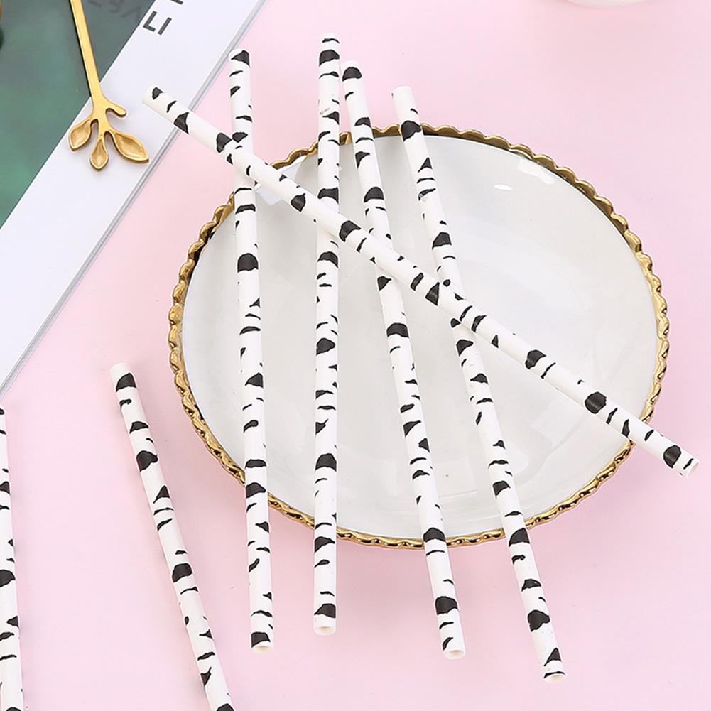 25 Stick Disposable Paper Straws Party Dessert  Decoration Handmade Environmental Straw