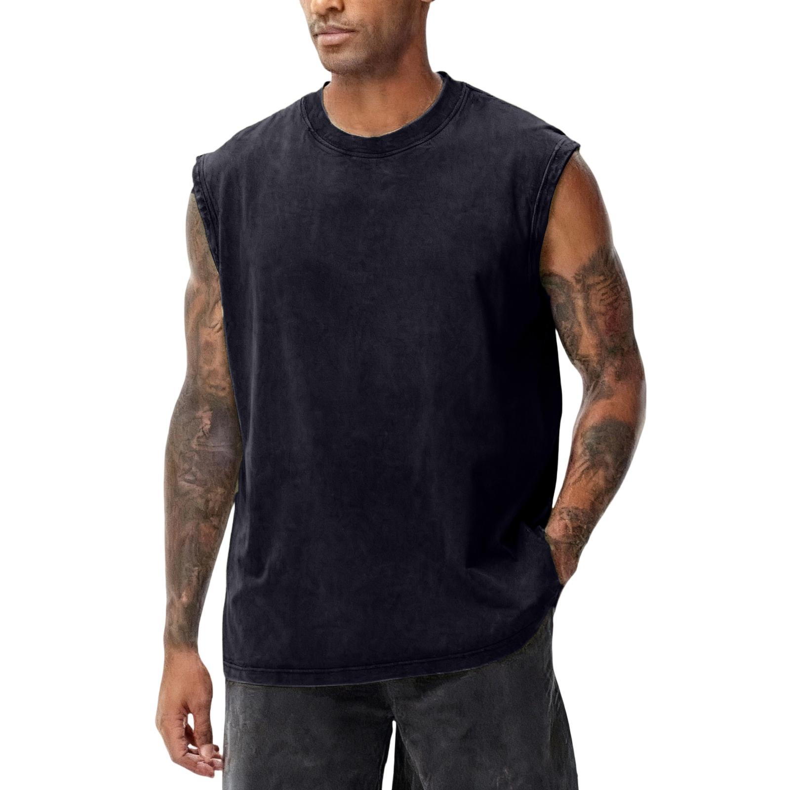

Men’s Sleeveless Crew Neck Tank Top Classic Fit Cotton Fabric Comfortable Casual Solid Design for Everyday Wear L чёрный
