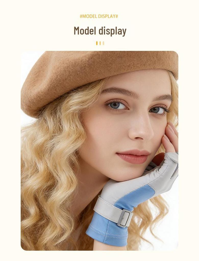 Women's Summer UV Protection Ice Silk Flip-Top Gloves for Driving and Cycling