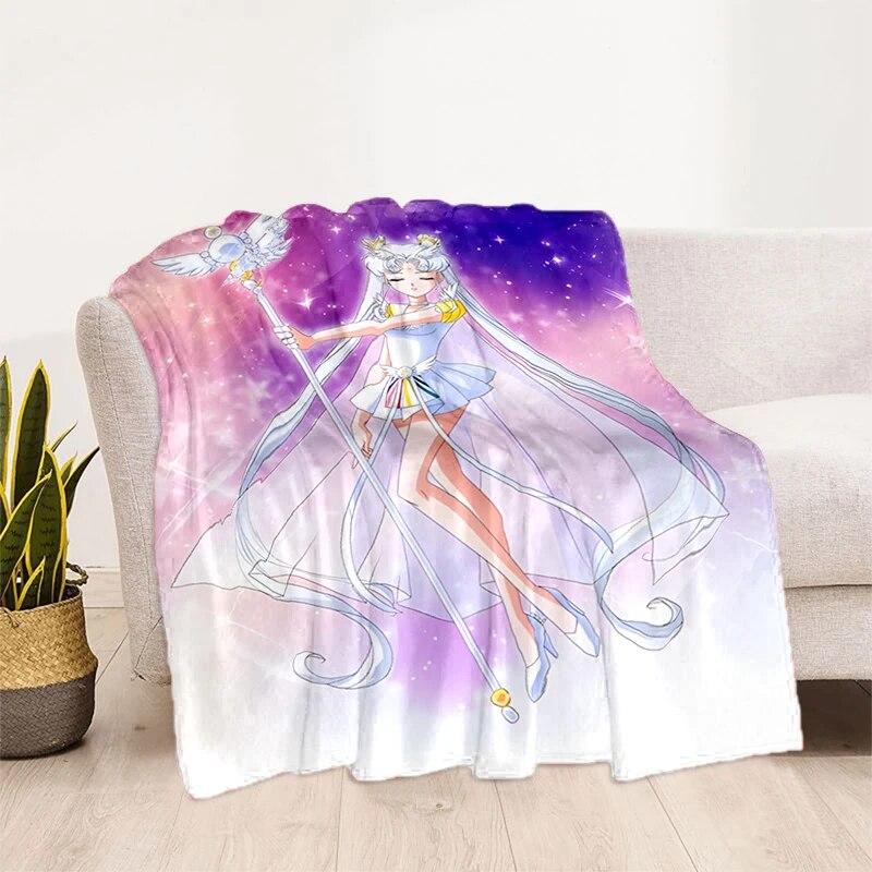 Deka s potiskem Sailor Moon Pretty Soldier Ultra lehká měkká plyšová deka z flanelu na rozkládací pohovku Pohovka Kancelářské dárky