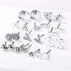 12pairs/set Fashion Hollow Out Delicate Diamond Earrings Set