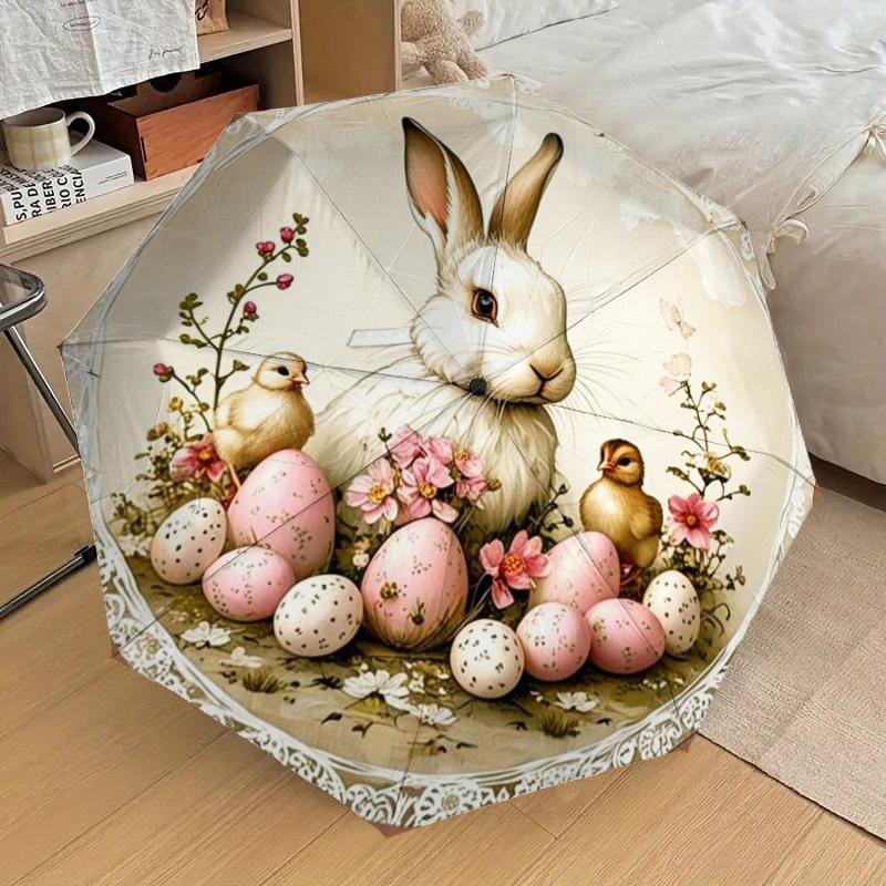 1 Stück Osterhase Deko Automatischer Faltregenschirm - Kompaktes 8-Rippen-Design, Perfektes Geschenk für Freunde & Familie yy250926092