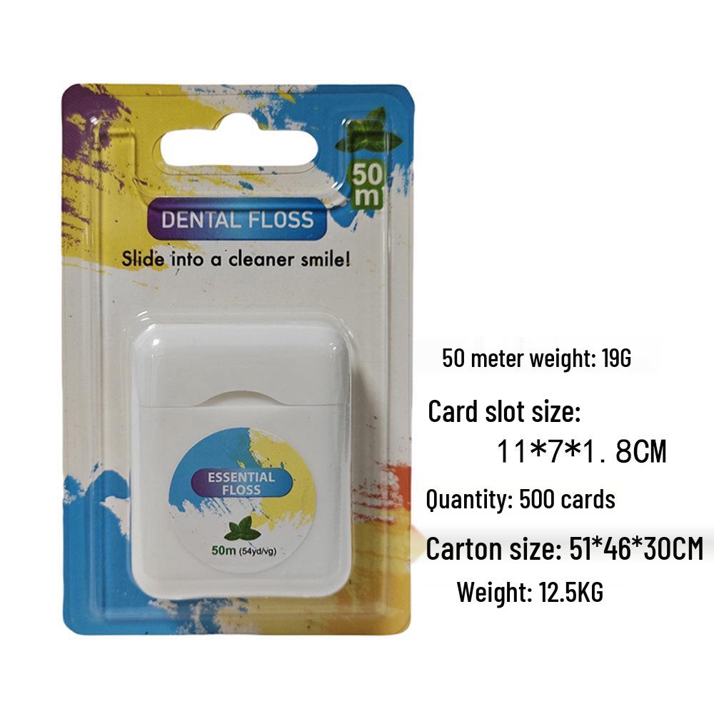 Extra Soft Mint Micro-Waxed Nylon Dental Floss, 50M - Disposable Interdental Cleaner