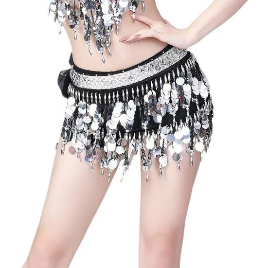 Belly Dance Waist Chain Sequins Hip Scarves Double Tier Waist