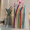 Storage Rack Transparent Acrylic Straw Holder with Drain Hole Adjustable Height Adhesive Tape Straw Organizer