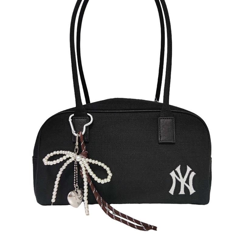 New MLB New York Yankees Cotton Crossbody Bag Shoulder Bag Shoulder Bag Toast Bowling Bag Regular Unisex Black 3ABQL014N-50BKS