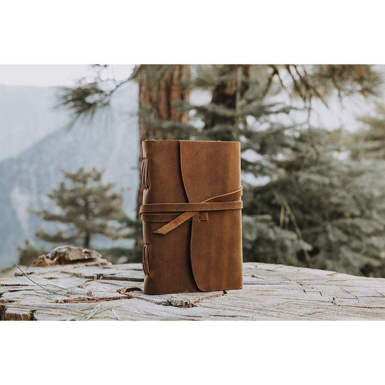 Antique Dark Brown III Leather Journal Diary (Handmade) with leather tie closure - Leather Cord Coptic