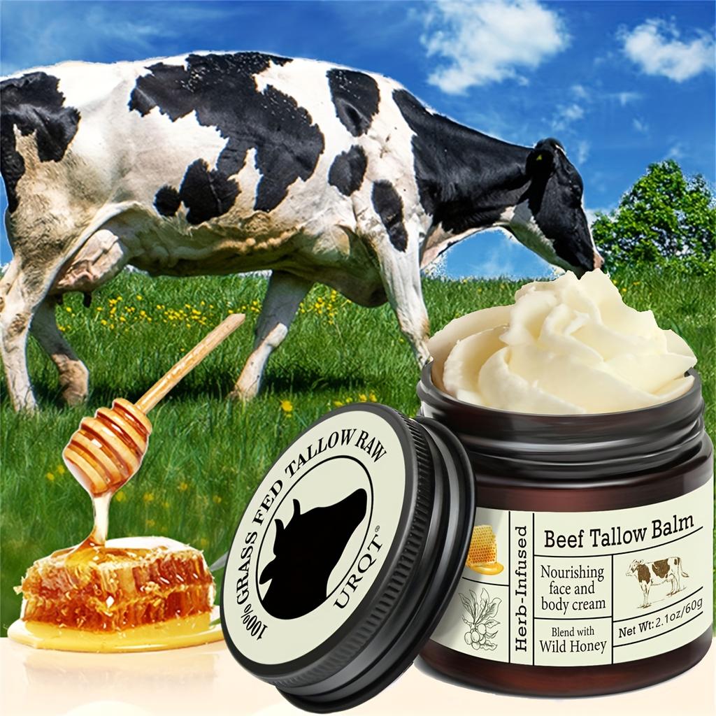 1Pc Grass-Fed Beef Tallow Balm - Unscented, All-Purpose Moisturizer with Olive Oil & Vitamin E for Dry Skin Care