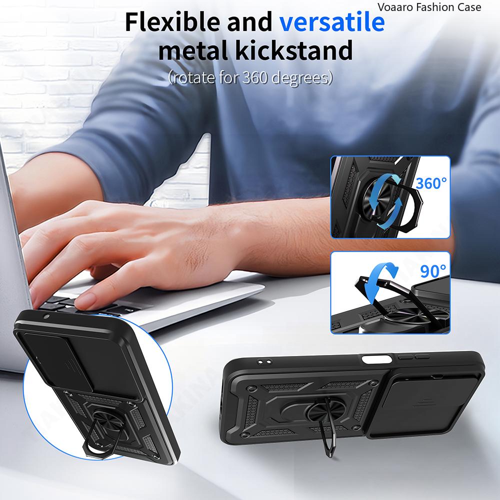 Slide Lens Armor Funda for Xiaomi Redmi 15 5G Case for Redmi 15 4G Case Magnetic Ring Stand Holder Cover Anti-knock Back Capa