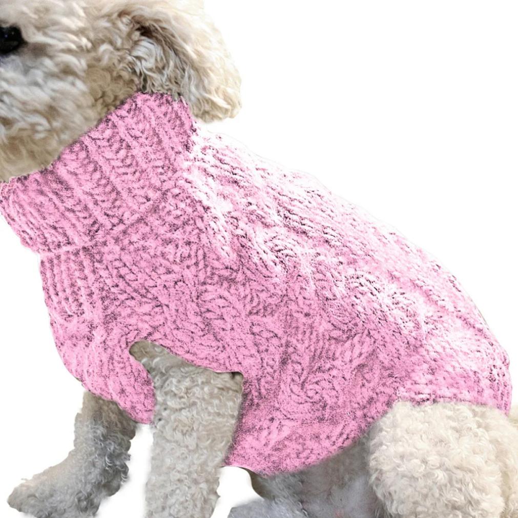 New Pet Small Pet Dog Clothes Sweater Fashion Autumn Winter Solid Fried Dough Twists Knitting Warm Comfort Clothing Wholesale