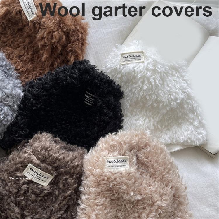 Women Warm Furry Leg Warmers with Letter Label Leg Covers Aesthetic Fuzzy Boot Cuffs Footless Socks for Winter Days