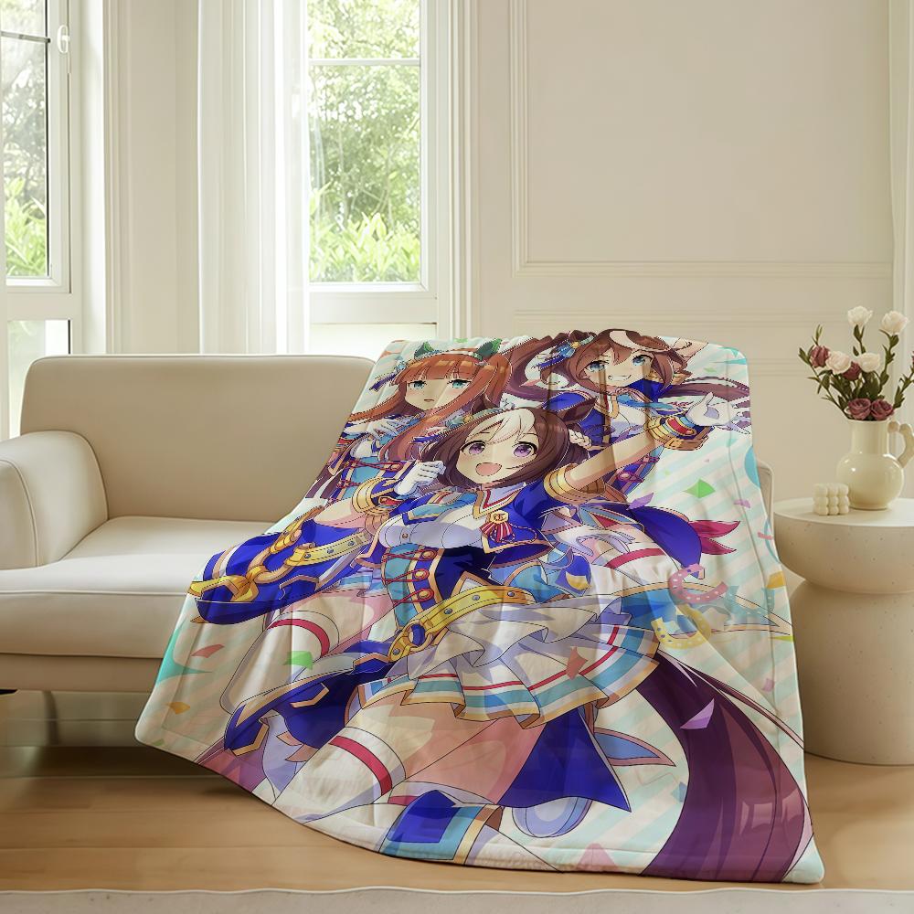 Anime Umamusume Pretty Derby Blanket For Sofa Office Bed Plane Travel Sleep Read Relax Camping Soft And Warm