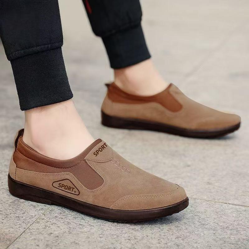 Men's Shoes Autumn Foot Cover Casual Flannel Shoes Soft Leather One Pedal Light Casual Comfortable Lazy Shoes Men's Doudou Shoes