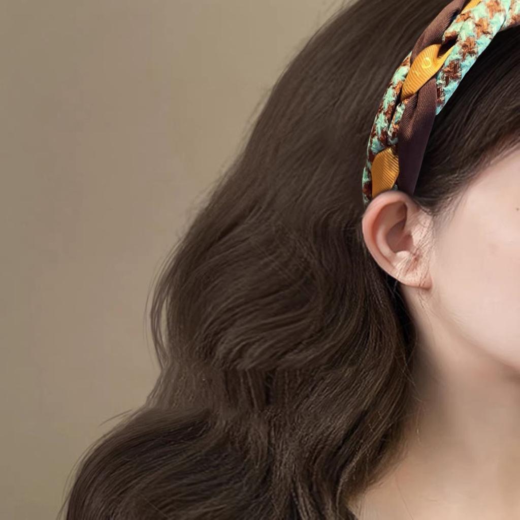 Roman Holiday~Retro Houndstooth Twist Headband Women's New Style High Skull Headband Travel Hairpin