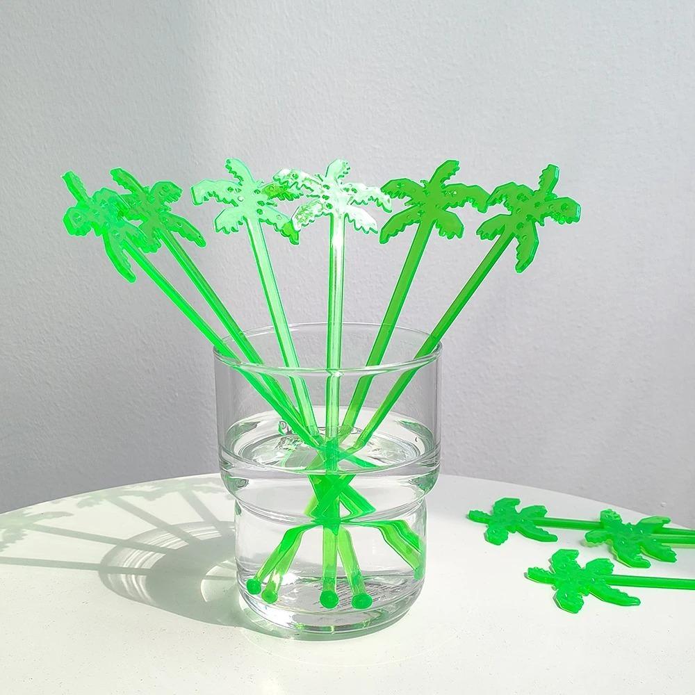 50pcs Colorful Coconut Tree Swizzle Sticks Plastic Summer Juice Drink Stirrers  Night-club Bar