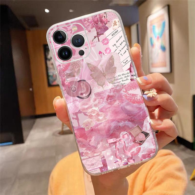 

Phone Case Carcasa Funda For iPhone 17 Pro Max Air 16 15 14 13 Pro Max 15 16 Pro 15Plus Pink Aesthtic Case iphone 14ProMax