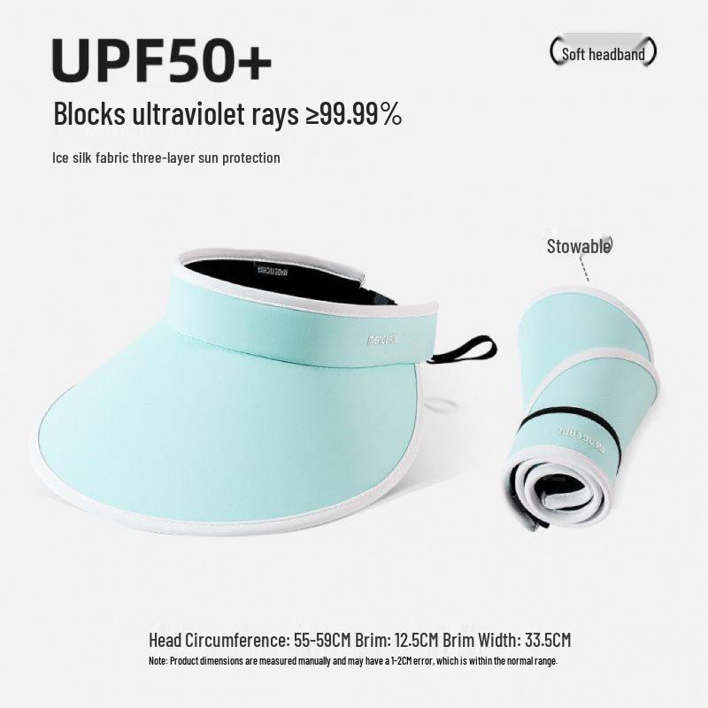 Summer Women's Open-Top Ice Silk Sun Hat: Foldable, UV Protective, Fashionable Wide Brim