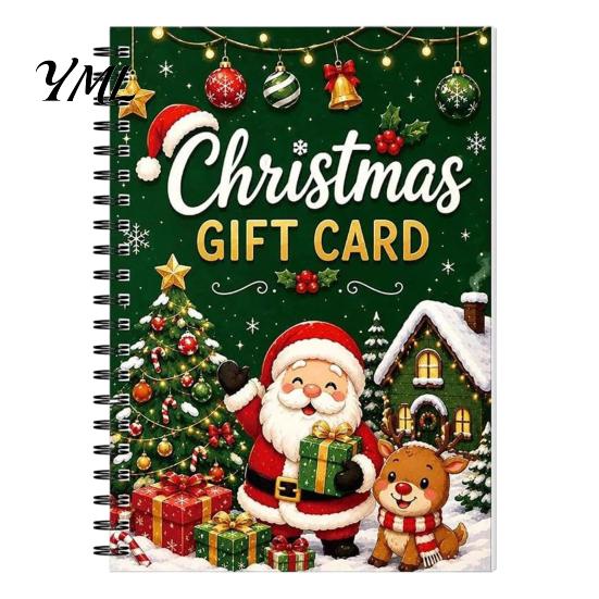 Carpeta de Regalo de Dinero de Temporada Tarjeta de Navidad Holográfica Libro, 7x5 Encuadernación en Espiral Folleto de Recuerdo Festivo, Portador de 10 Páginas Saludo Bolder DIY para