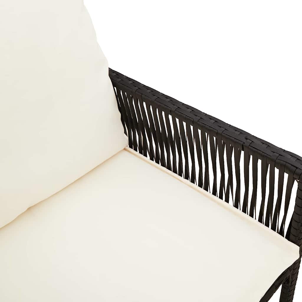 Garden Bar Stool with Cushions 2 pcs Black Poly Rattan