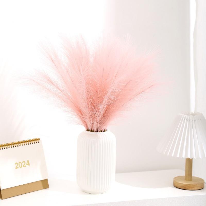 10Pcs Faux Pampas Grass Artificial Reed Fluffy Fake Plants Bouquet For Boho Wedding Home Vase Decor