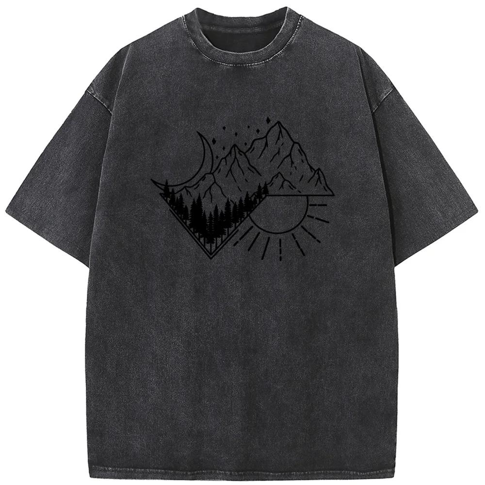 Men's Outdoor Rectangular Night and Day Short-Sleeved ShirtMen Women Fashion Oversized Unisex Breathable Casual Tees