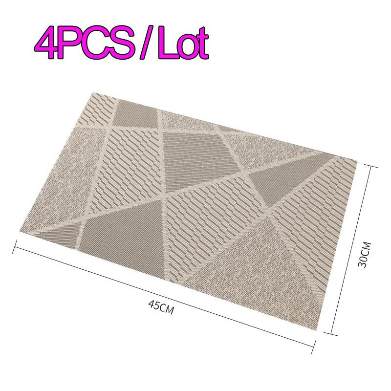 4PCS European Style Waterproof Table Placemat PVC Washable Coasters for Table Rectangle 30x45CM Anti-slip pad Dining Table Decor