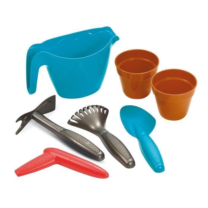 Camion TP Jardin - ECOIFFIER - 4490 - Avec Pelle, Pioche, Râteau, Pots De Fleurs, Plantoir Et Arrosoir